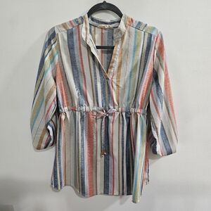 Maternity blouse light weight colorful above belly size large